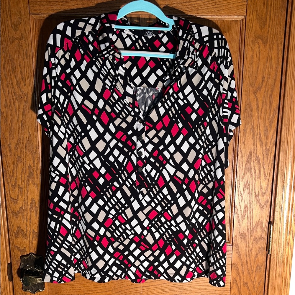 Geometric Black and Pink Women's Top